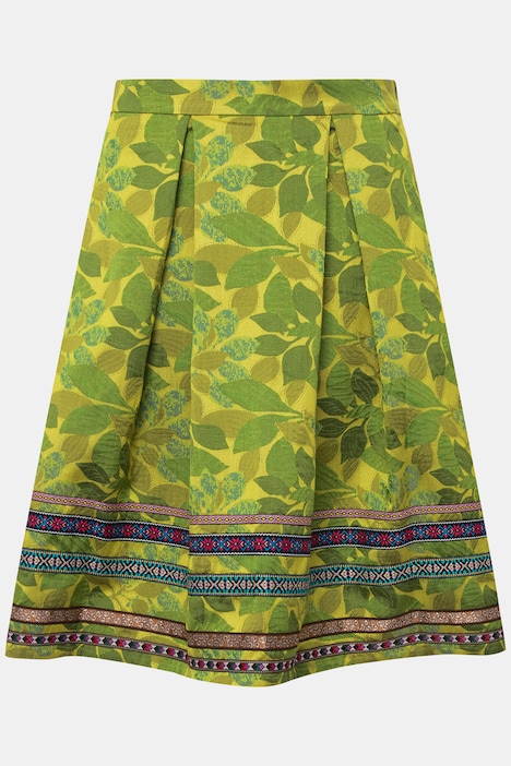 Rock, A-Linie, Jacquard-Blütenmuster, Zierbänder