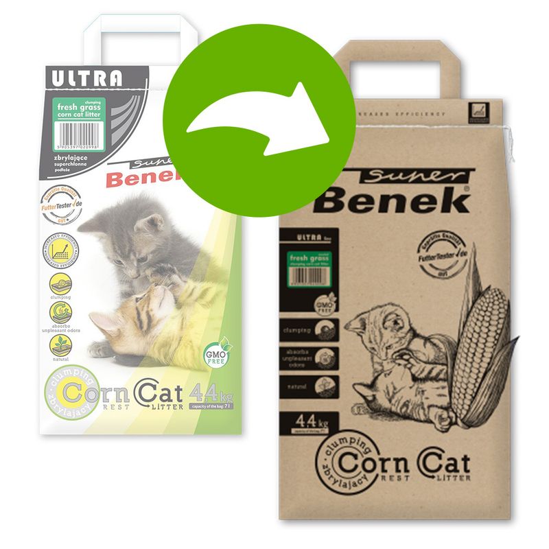 Litière Super Benek Corn Cat Ultra, senteur herbe fraîchement coupée ✓ pas cher