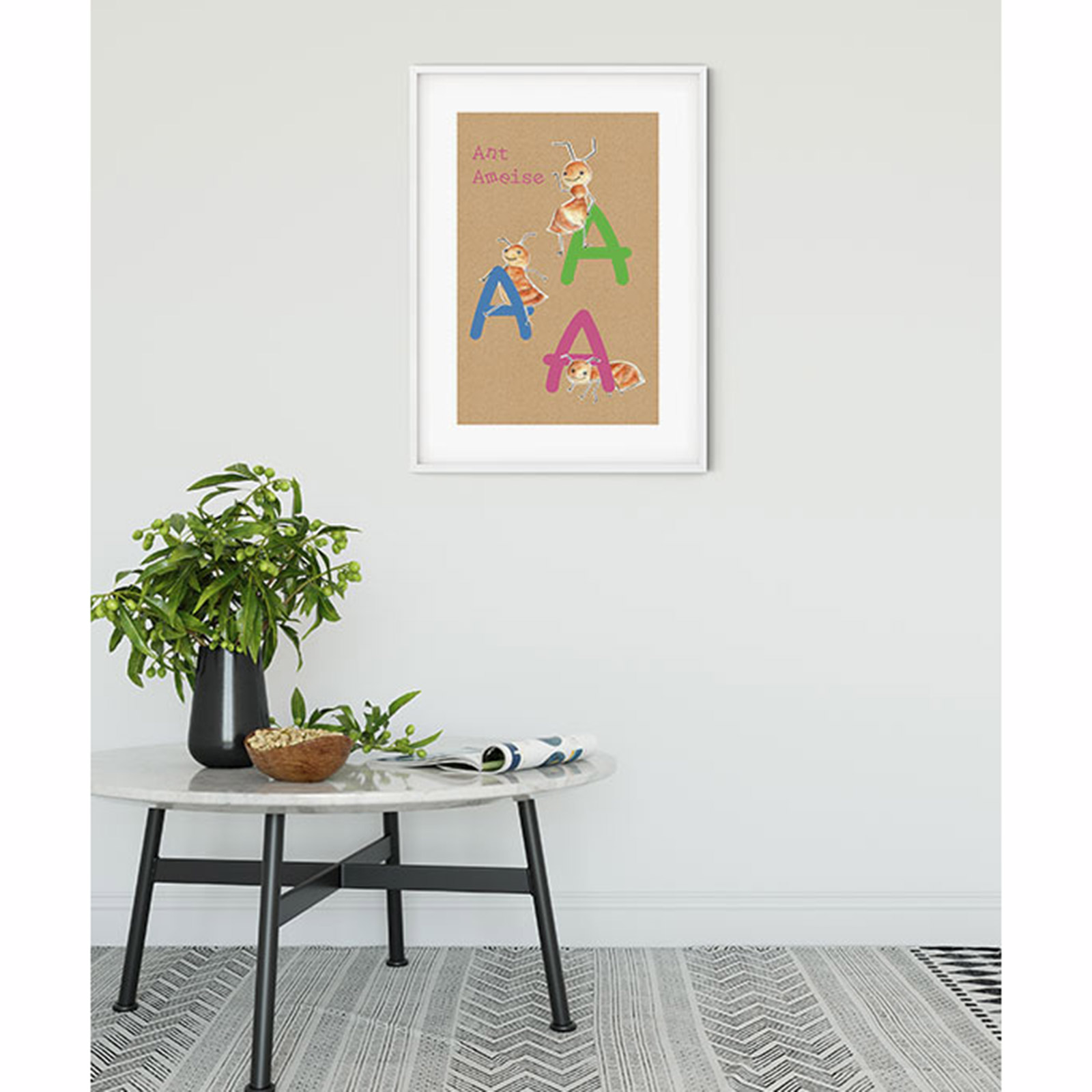 Wandbild ABC ANIMAL A - bunt - 50x70 cm