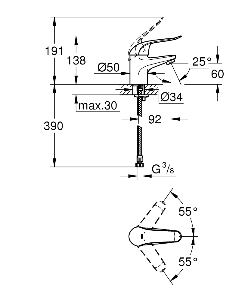 Grohe Euroeco Special 1-gats wastafelkraan chroom