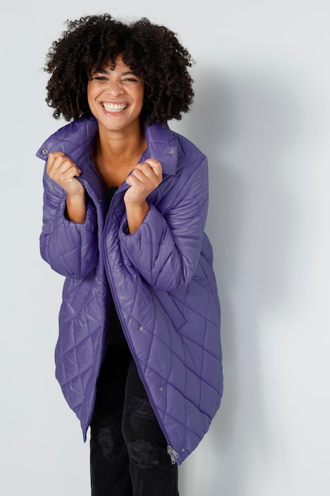 Steppjacke, oversized, Rhombenstepp, 2-Wege-Zipper, Langarm