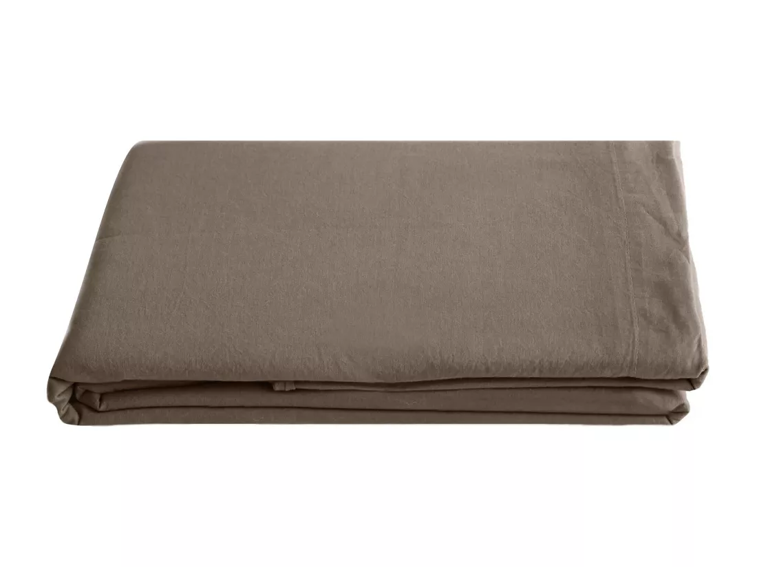 Drap plat 270x290 cm pur coton collection PALACE marron tabac