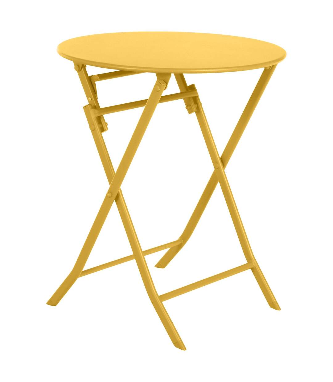 Table de jardin pliante ronde Greensboro - 2 Places - Jaune moutarde