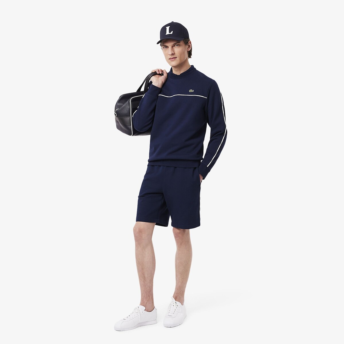 Suéter Lacoste com gola redonda e detalhes Lacoste