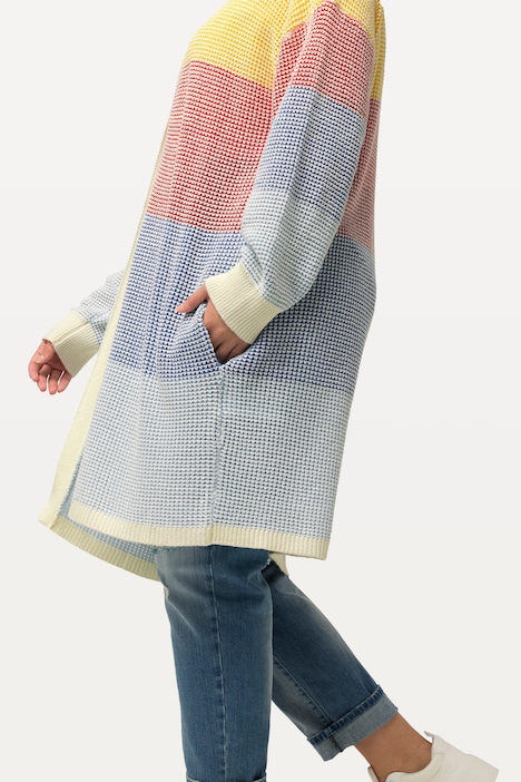 Long-Strickjacke, Oversized, Eggshape, offene Form