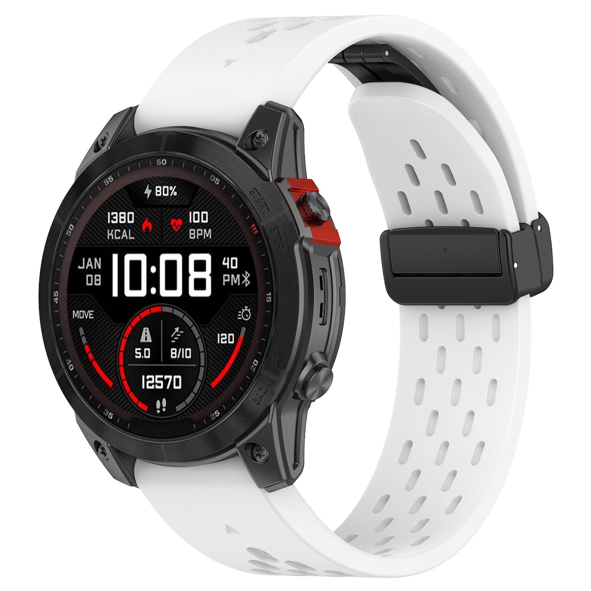 26 mm silikonklokkerem for Garmin Epix Pro 51 mm/Fenix 7X/Fenix 7X Pro Hvit