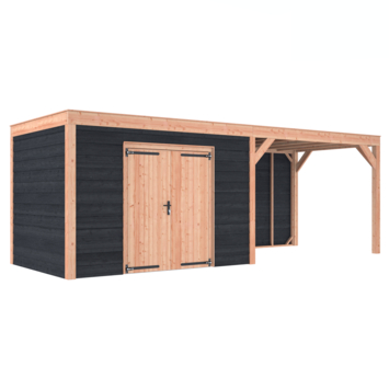Tuinhuis Douglas Zwart Zweeds Rabat 695x255cm