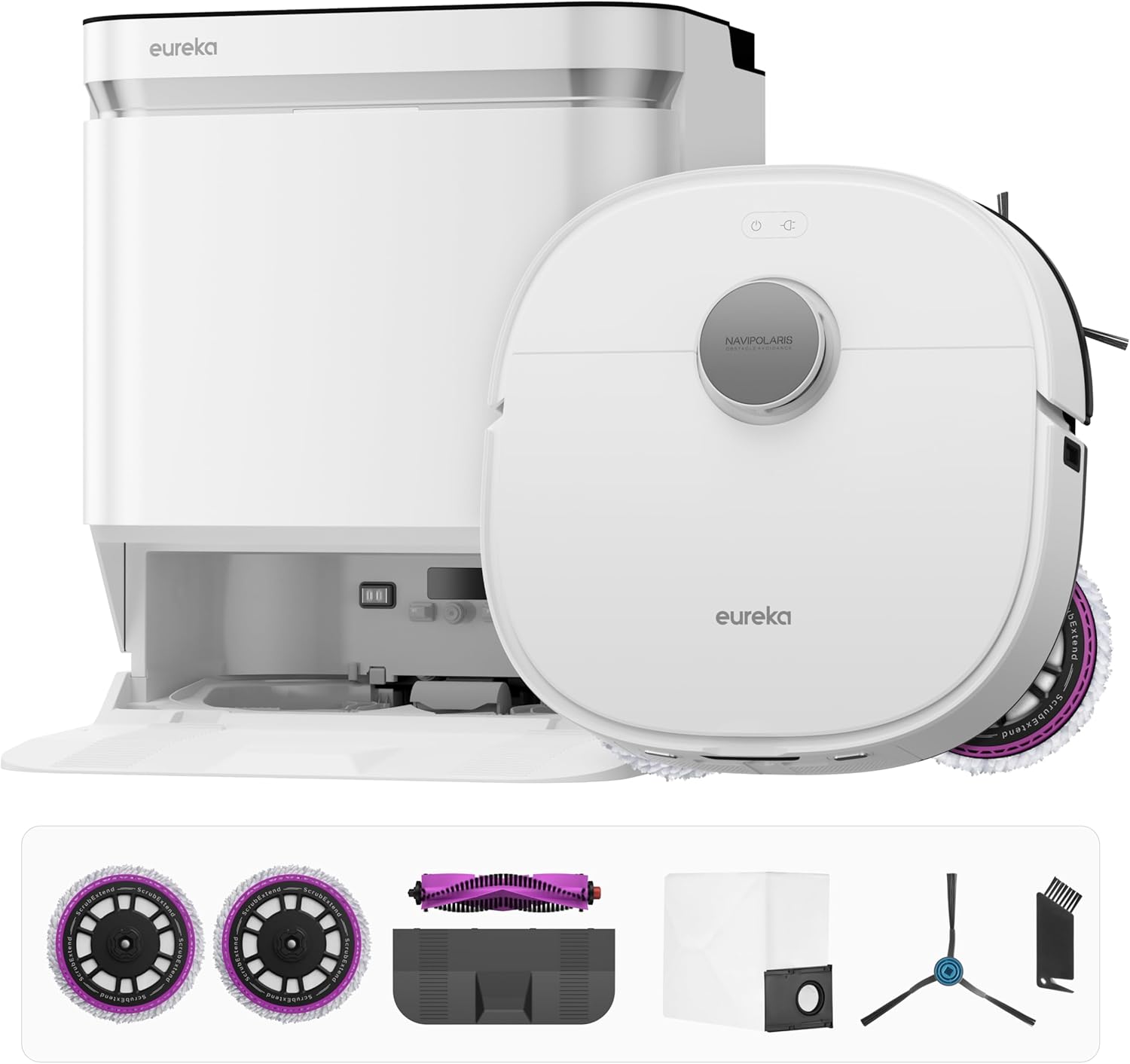 Eureka J15 Pro Ultra Saug- & Wischroboter + All-in-One-Station (Selbstreinigung, 16200Pa, LDS Navigation, Hinderniserkennung, Anti-Haarverhedderung, ideal gegen Tierhaare, App- & Sprachsteuerung)