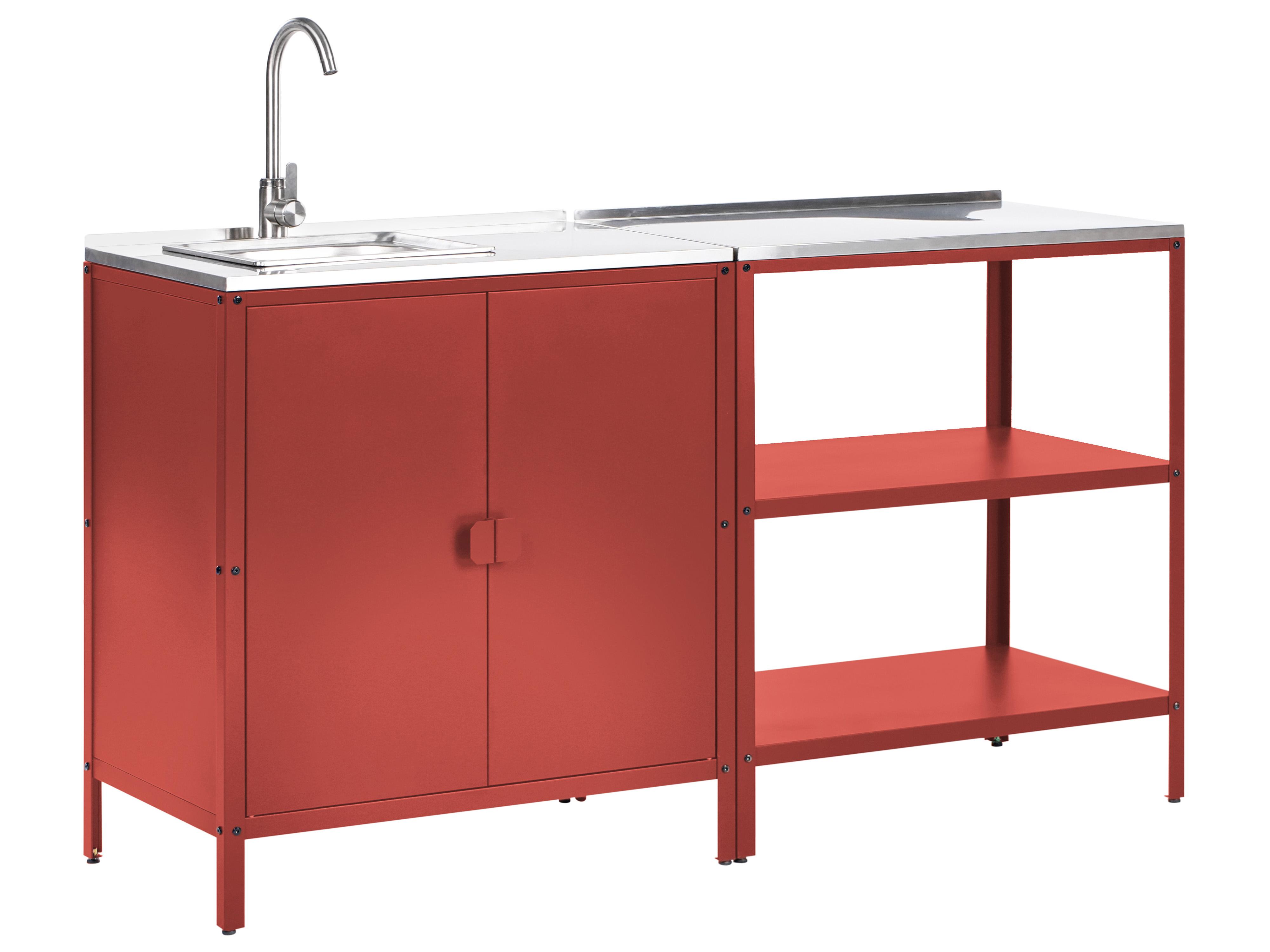 Tuin keukenset 2-delig met spoelbak VILAMA Metaal Rood