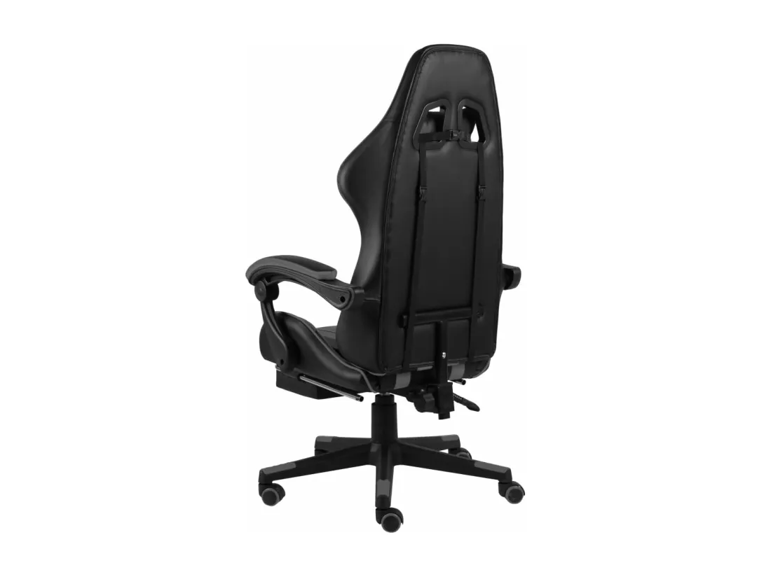 Fauteuil de jeux vidéo avec repose-pied Noir et gris Similicuir