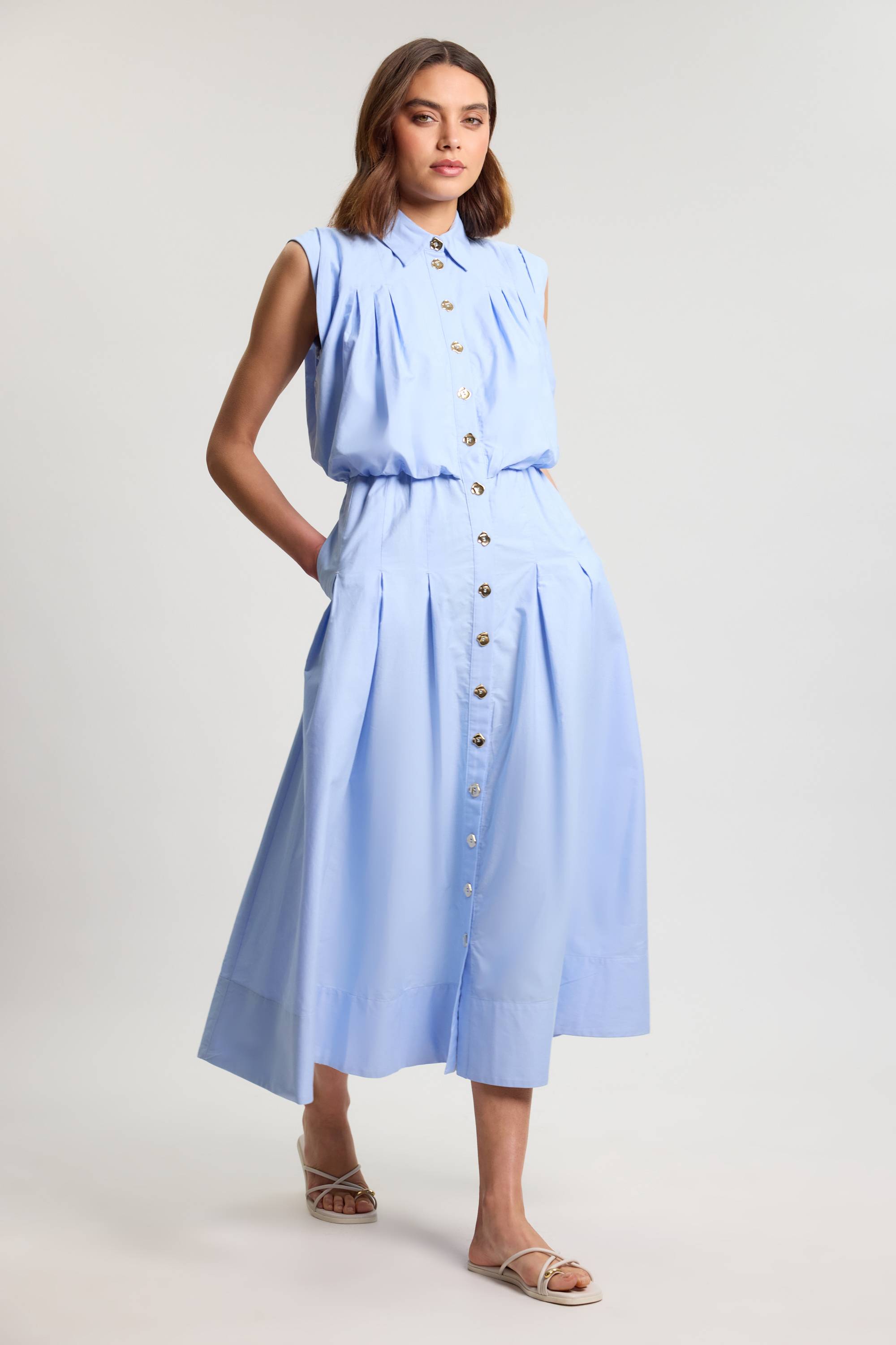 KarenMillen Robe Midi Boutonnée En Popeline De Coton