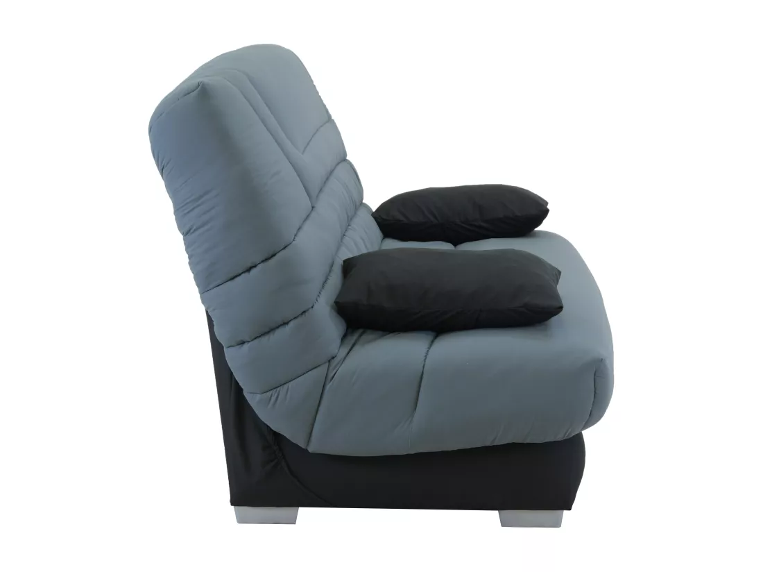 Canapé convertible clic-clac en microfibre TULSA avec matelas BULTEX - Gris et noir