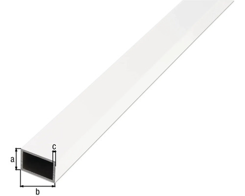 Rechthoekige aluminium buis, wit, 40x20x2 mm, 2,6 m