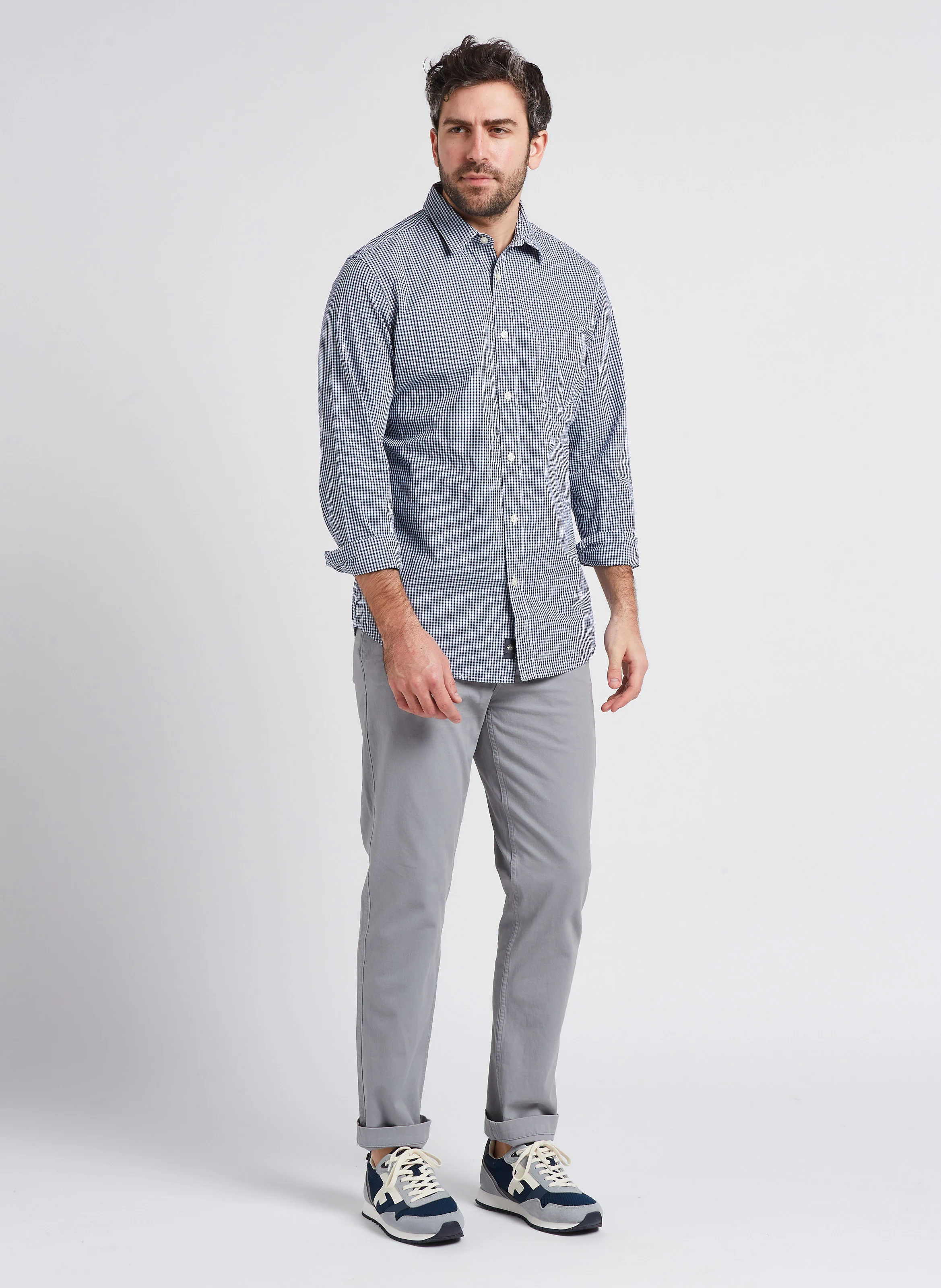 Pantalon slim en coton mélangé | Gris