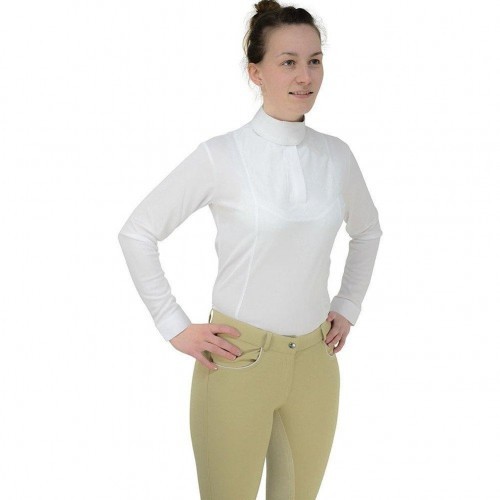 Camisa feminina de manga comprida Sandringham, branca.