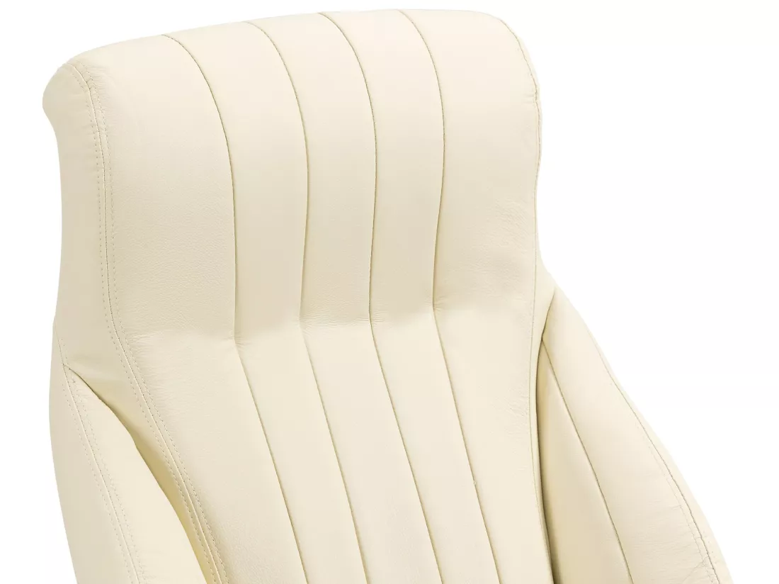 Chaise de bureau - Véritable cuir & Métal chromé - Crème - Wigan