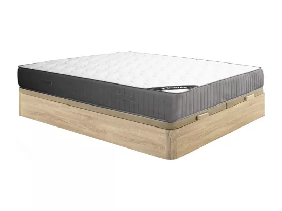 Ensemble 180 x 200 cm sommier coffre naturel clair + matelas mousse HR et accueil latex ép.30cm - MALINO de YSMÉE