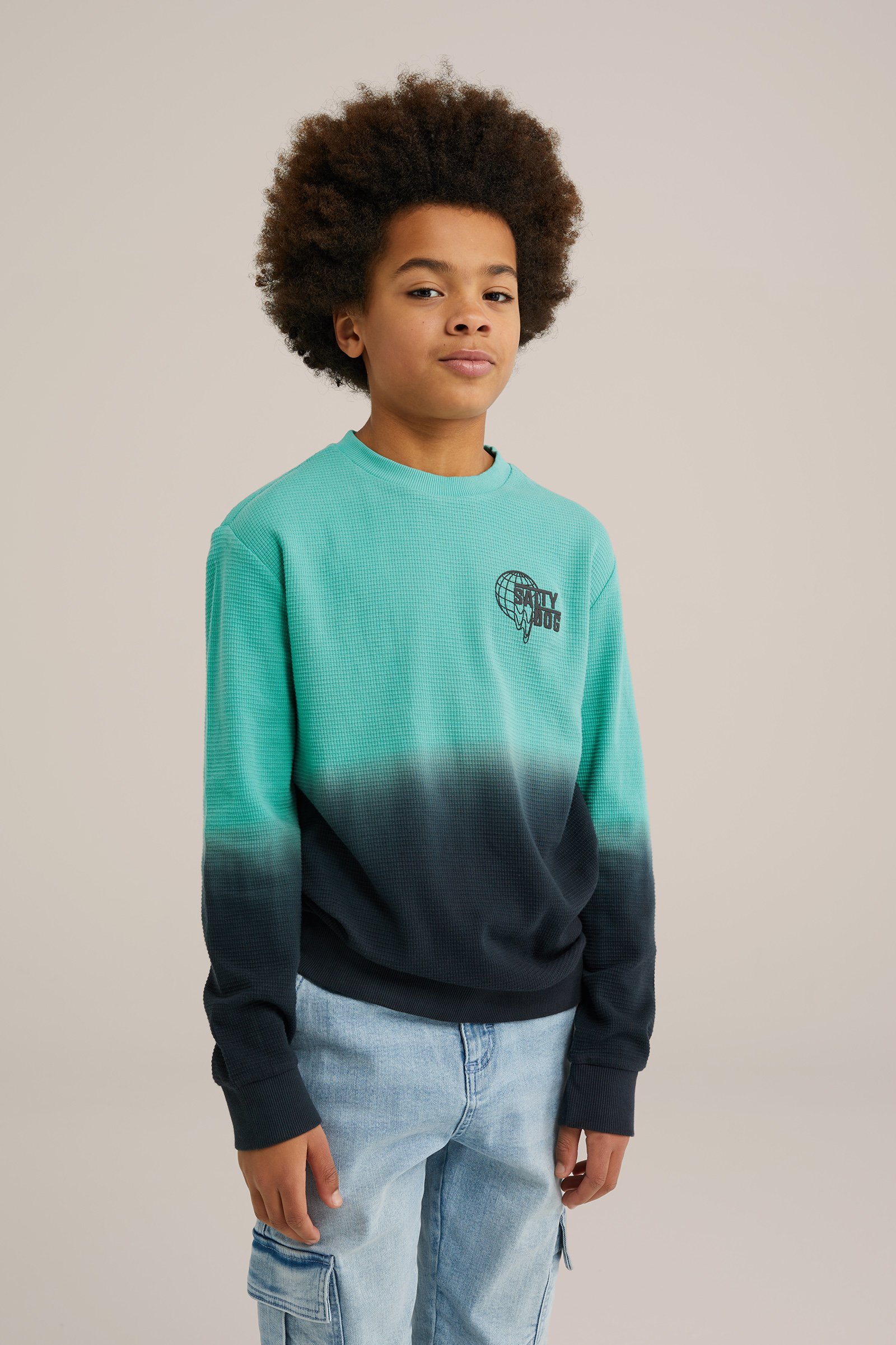 Jongens T-shirt met structuur WE Fashion Lichtgroen