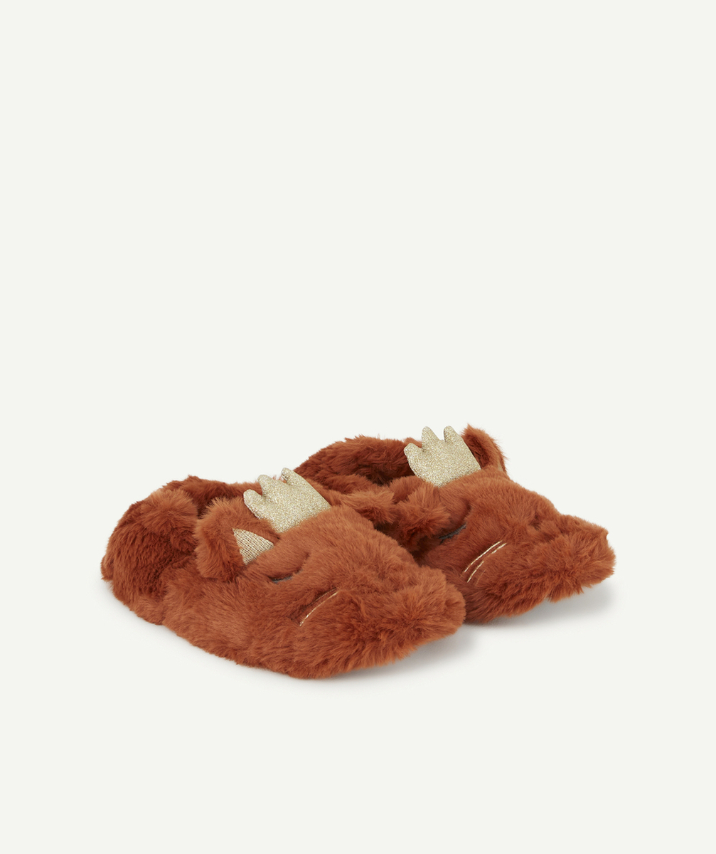 CHAUSSONS CHATS FILLE TOUTE DOUCE ROUILLE ET COULEUR DORÉE BRILLANT