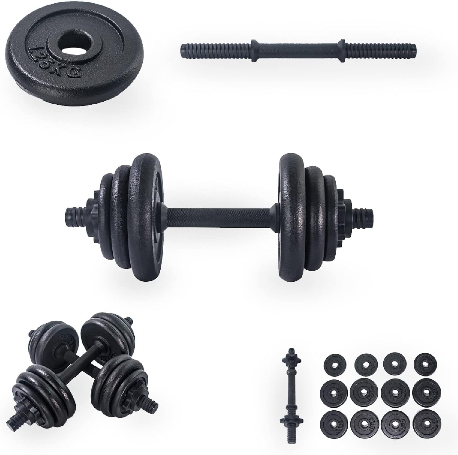 Bodybuilding Hantel 15 kg, Gewichtstraining, Gusseisen