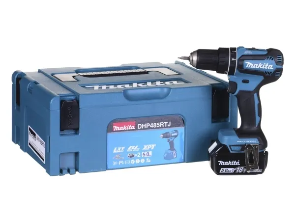 Makita DHP485RTJ - Hammerbor/skruemaskine - ledningfri - 2-hastigheders - nøgleløs borepatron 13 mm - 50 N·m - 18 V
