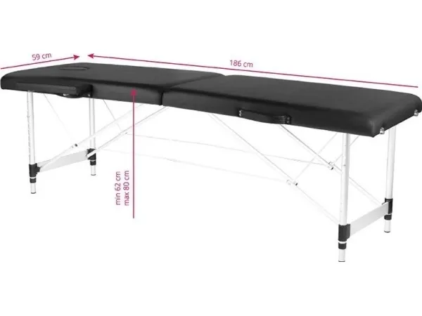 Activeshop sammenklappelig massagebriks ALUMINIUM COMFORT ACTIV FIZJO 2 SEGMENTER SORT