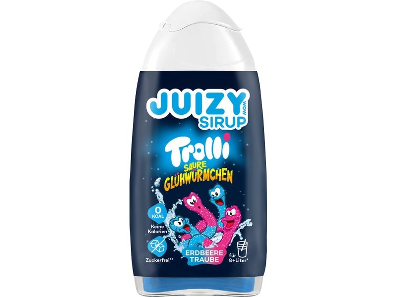 Juizy Trolli Sirup Erdbeere Traube 65 ml Erfrischungsgetränk mit Erdbeere-Trauben-Eistee-Geschmack