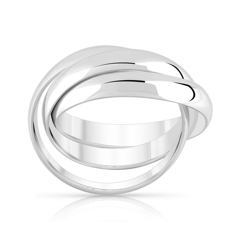 Bague argent 925 3 anneaux mobiles entrelacés
