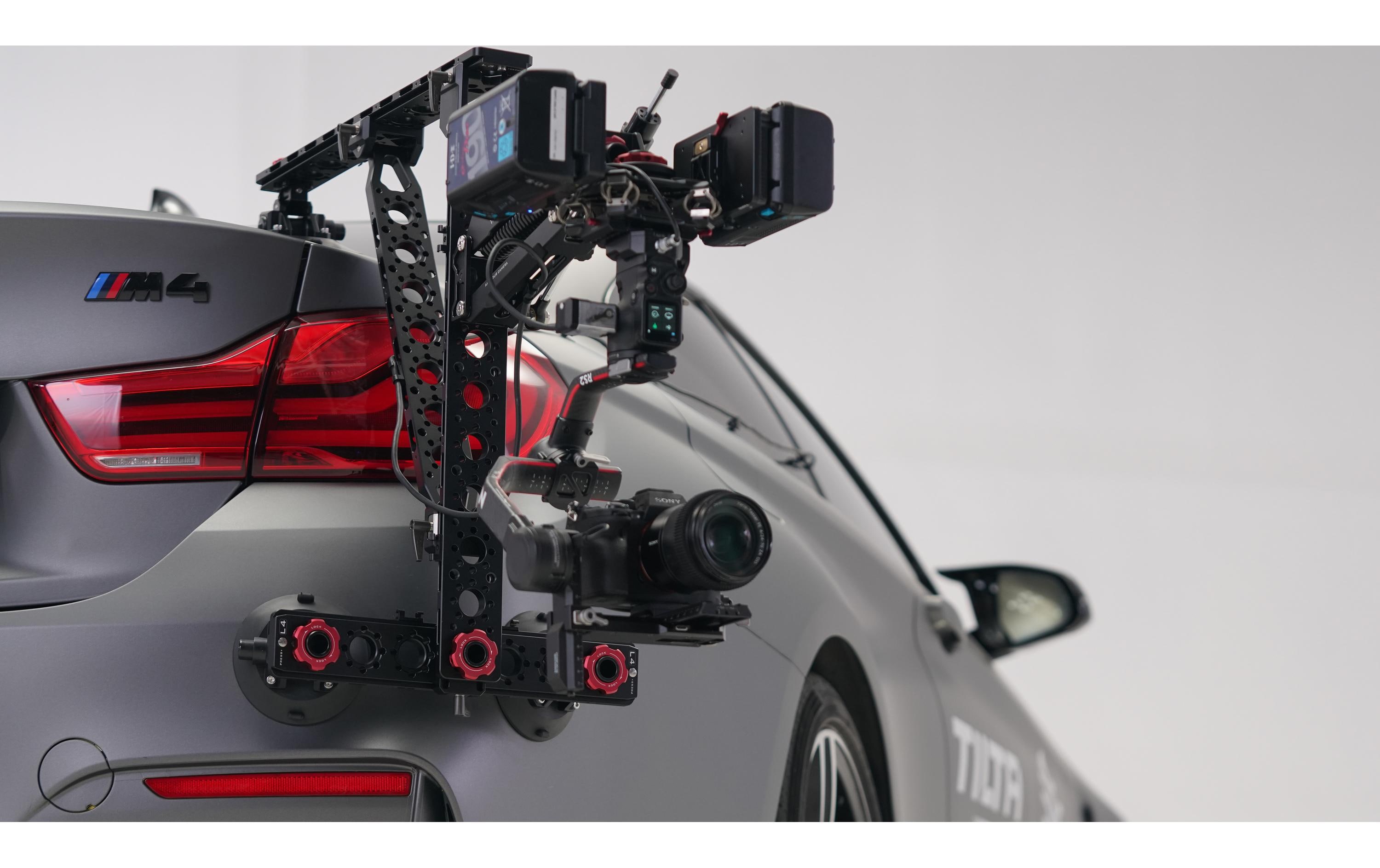 Hydra Alien Car Mounting System Pro Kit - V Mount<br>Komplette Ausrüstung für die Videomontage am Auto mit Fernbedienungsset und Monitorhalterung