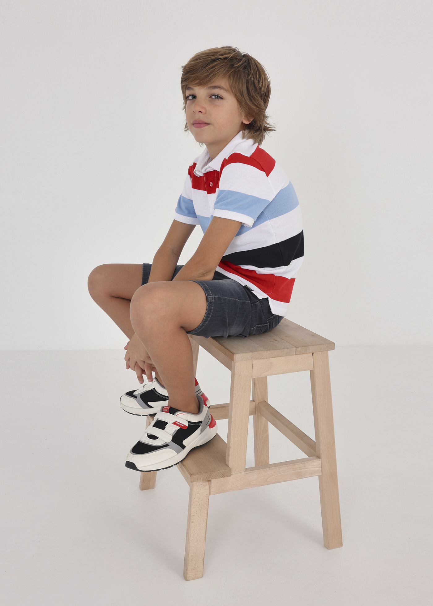 Camisa polo infantil de algodão com estampa