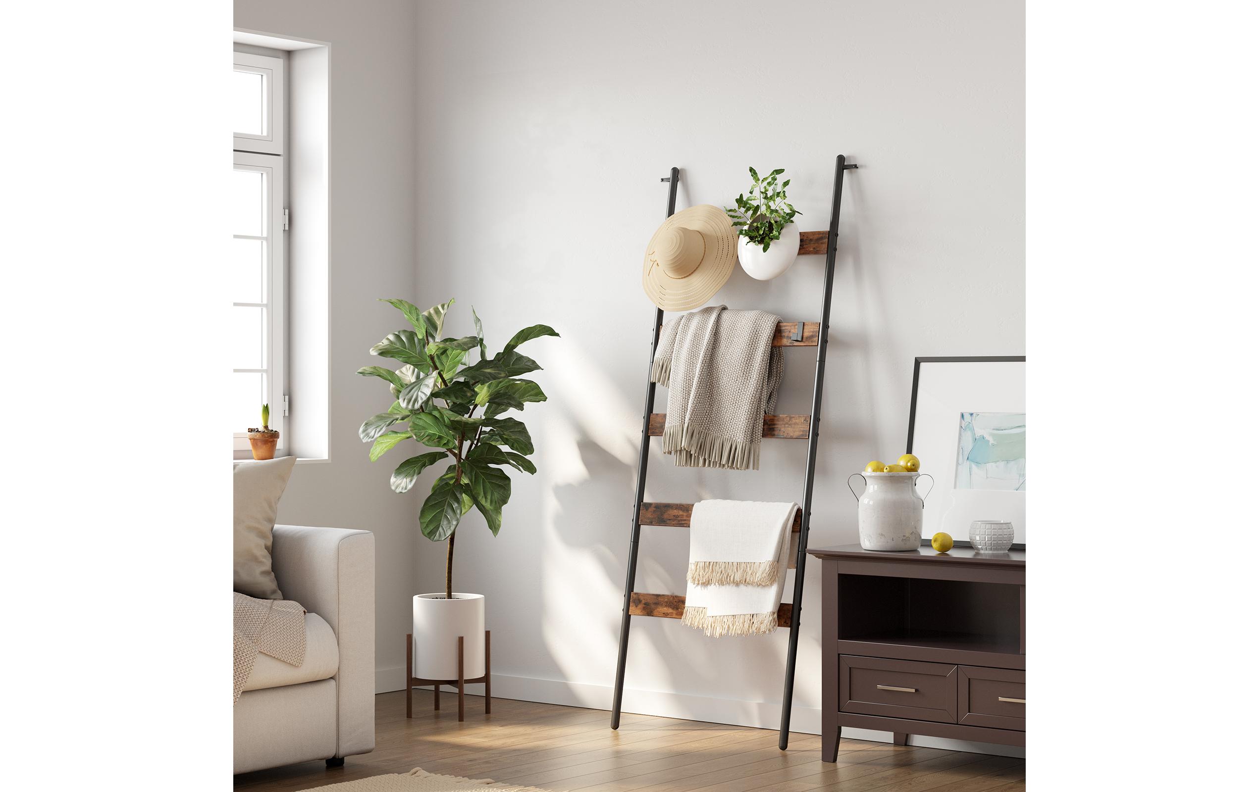 Leiter mit 5 Sprossen 65 x 178 cm, Braun/SchwarzLeiter-Regal
