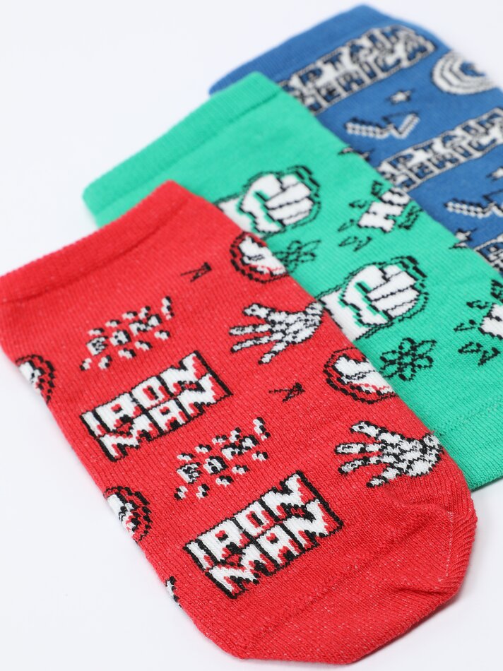 Pacote com 3 pares de meias Marvel dos Vingadores - Cores Variadas