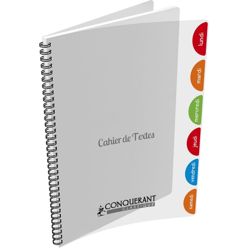 Cahier De Textes Conquerant Classique Integrale 170X220 124P Seyes 90G Polypro Incolore