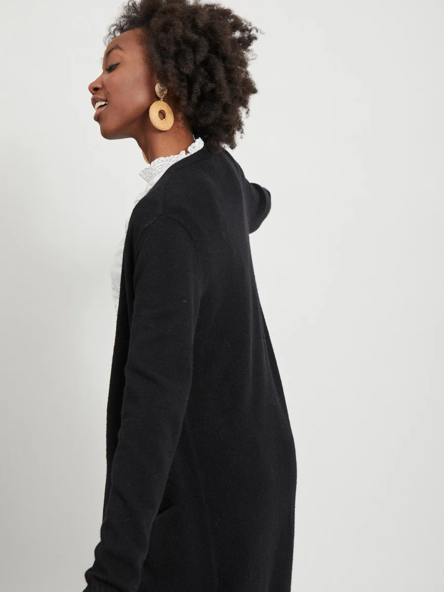 Vila  Viril lang strikket cardigan - sort