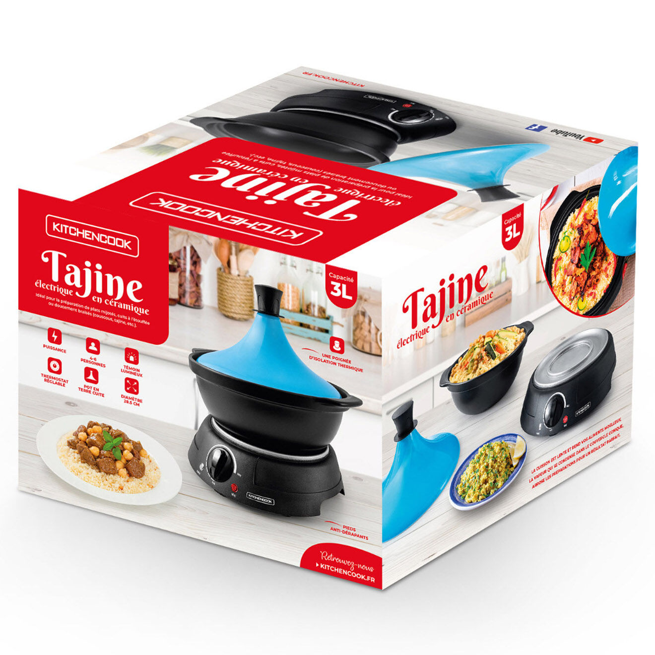 Kitchencook Machine à tajine bleue - 3 L