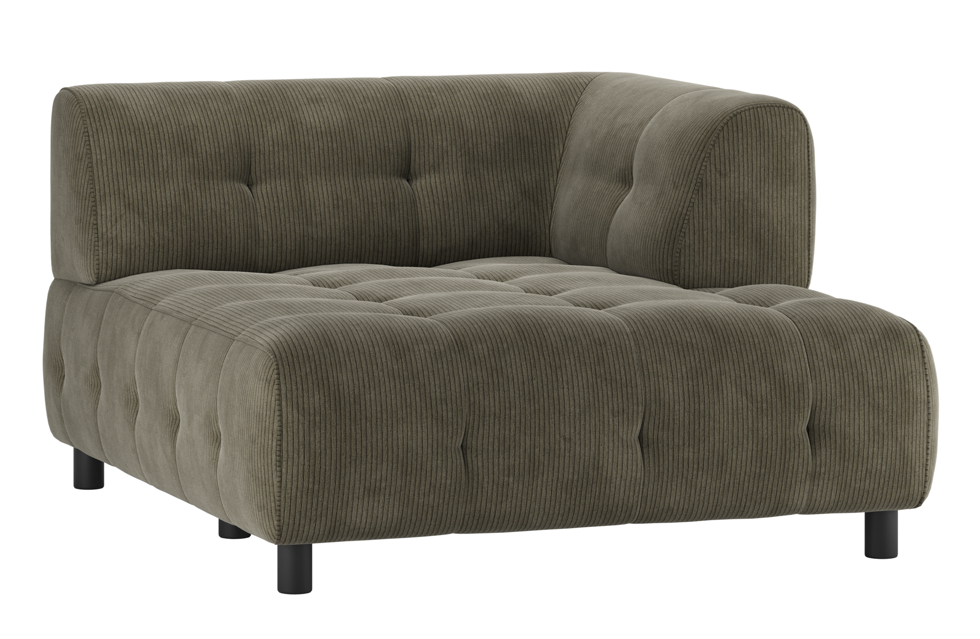 WOOOD 1,5-zits chaise longue met arm rechts Louis - Ribstof Louis 1,5-zits chaise longue met arm rechts Ribstof - Leaf