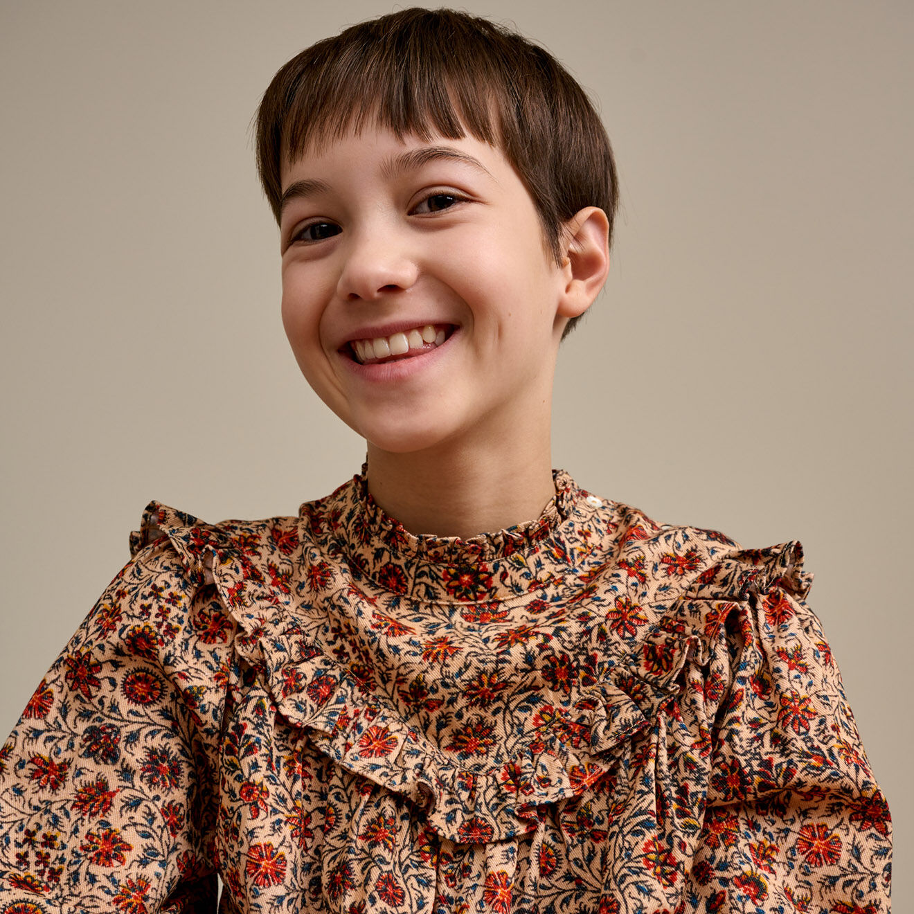 Bellerose Blouse en Coton & Laine Hicons à fleurs beige/orange