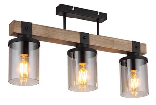 GLOBO Retrofit Deckenleuchte Lila 52x28,6 cm Holz/Rauch