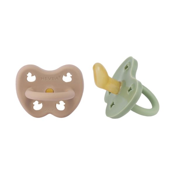 Hevea Fopspeen Orthodontisch Tan Beige / Moss Green 3-36 Mnd 2 Stuks