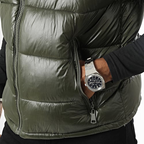 Doudoune Capuche Sans Manches Vert Kaki