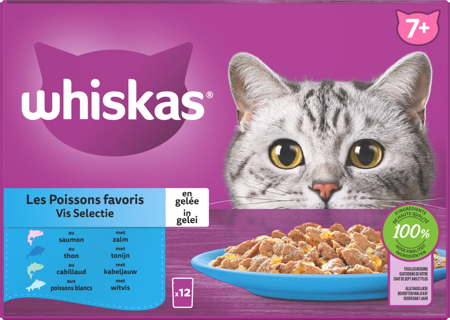 Whiskas kattenvoer in gelei Vis Selectie vis senior 85 g 12 stuks