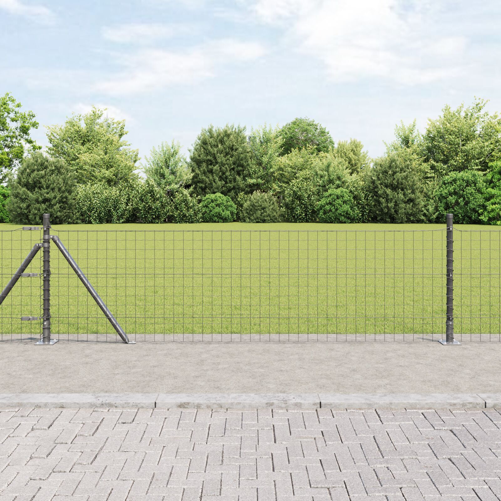 vidaXL Schuttingpalen 13 st. Grijs Ø32mm 50 cm Gegalvaniseerd Staal