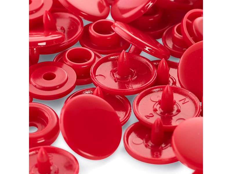 Prym Druckknöpfe Color Snaps Rot, Ø 12,4 mm, 30 Stück Nähfreie Druckknöpfe