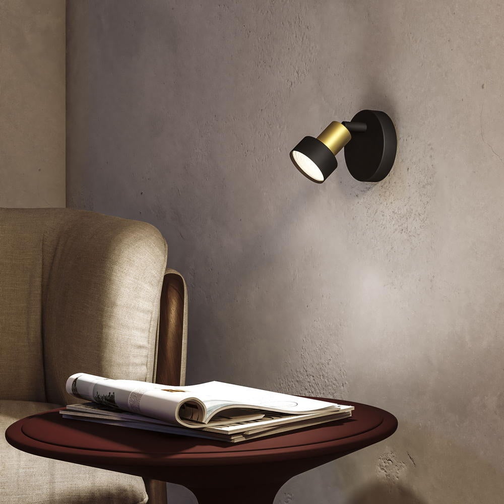 Conduit wand- en plafondlamp in zwart en goud GU10