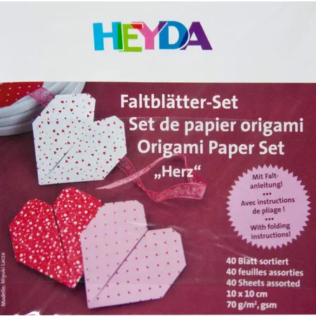 Heyda Origami Faltblätter, Herz, 10 x 10 cm