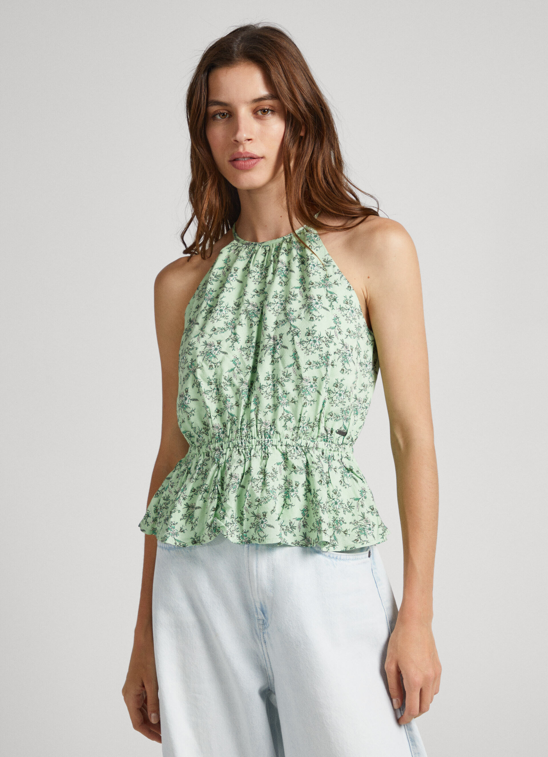 Blusa de alças com estampa floral - Multicolorida
