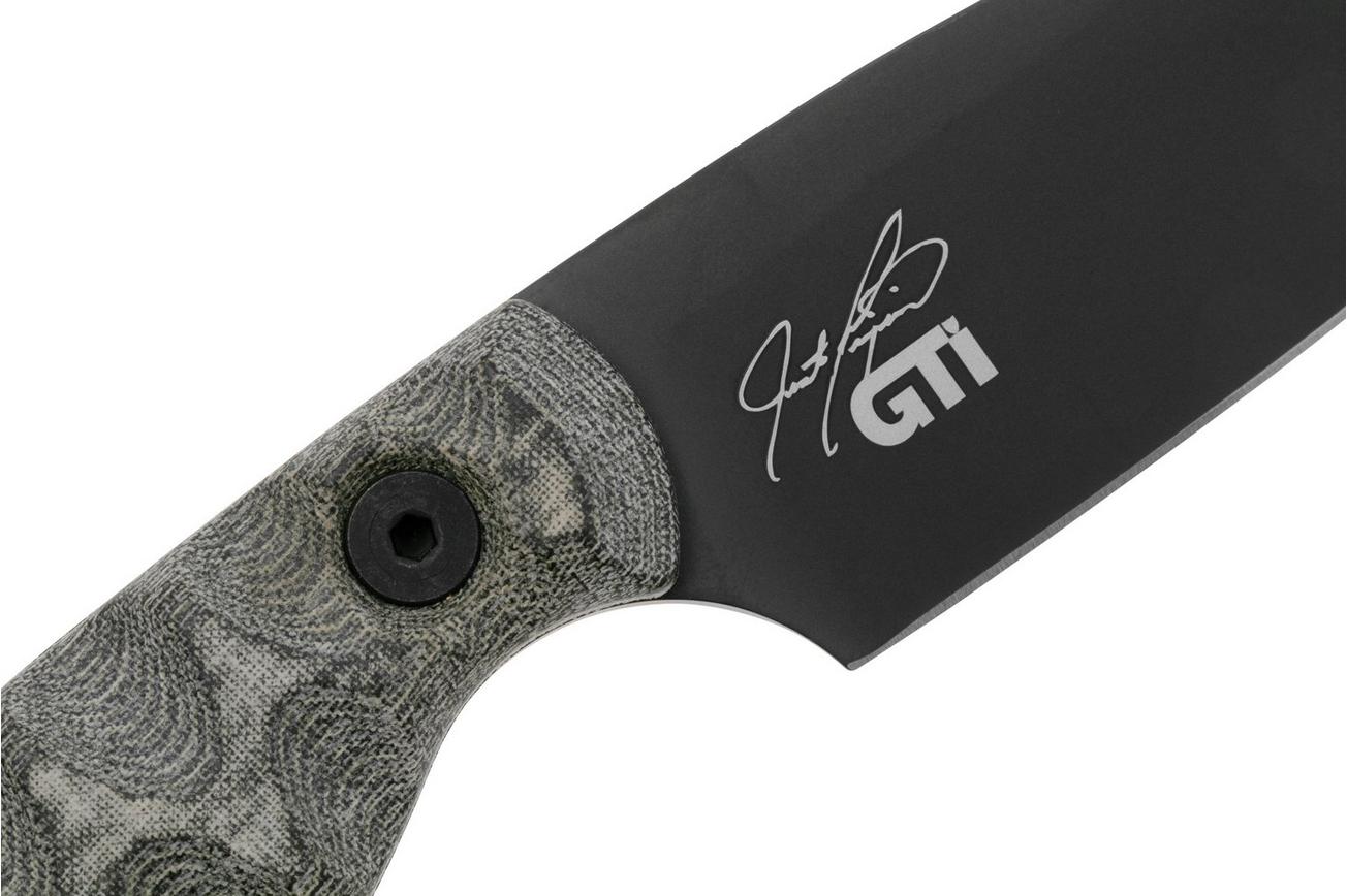 White River Knives GTI 3, Black CPM S35VN, Black Olive Micarta, vaststaand mes, Justin Gingrich design