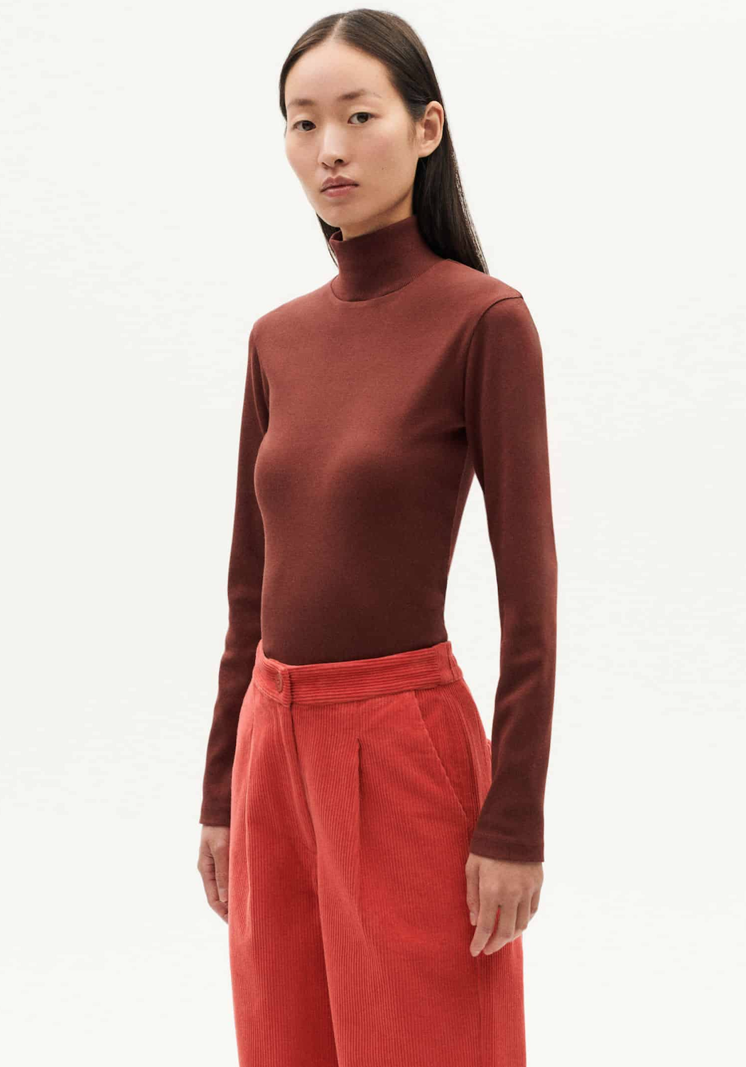 Thinking Mu Longsleeve Aine Rib L/S Coffee Brown