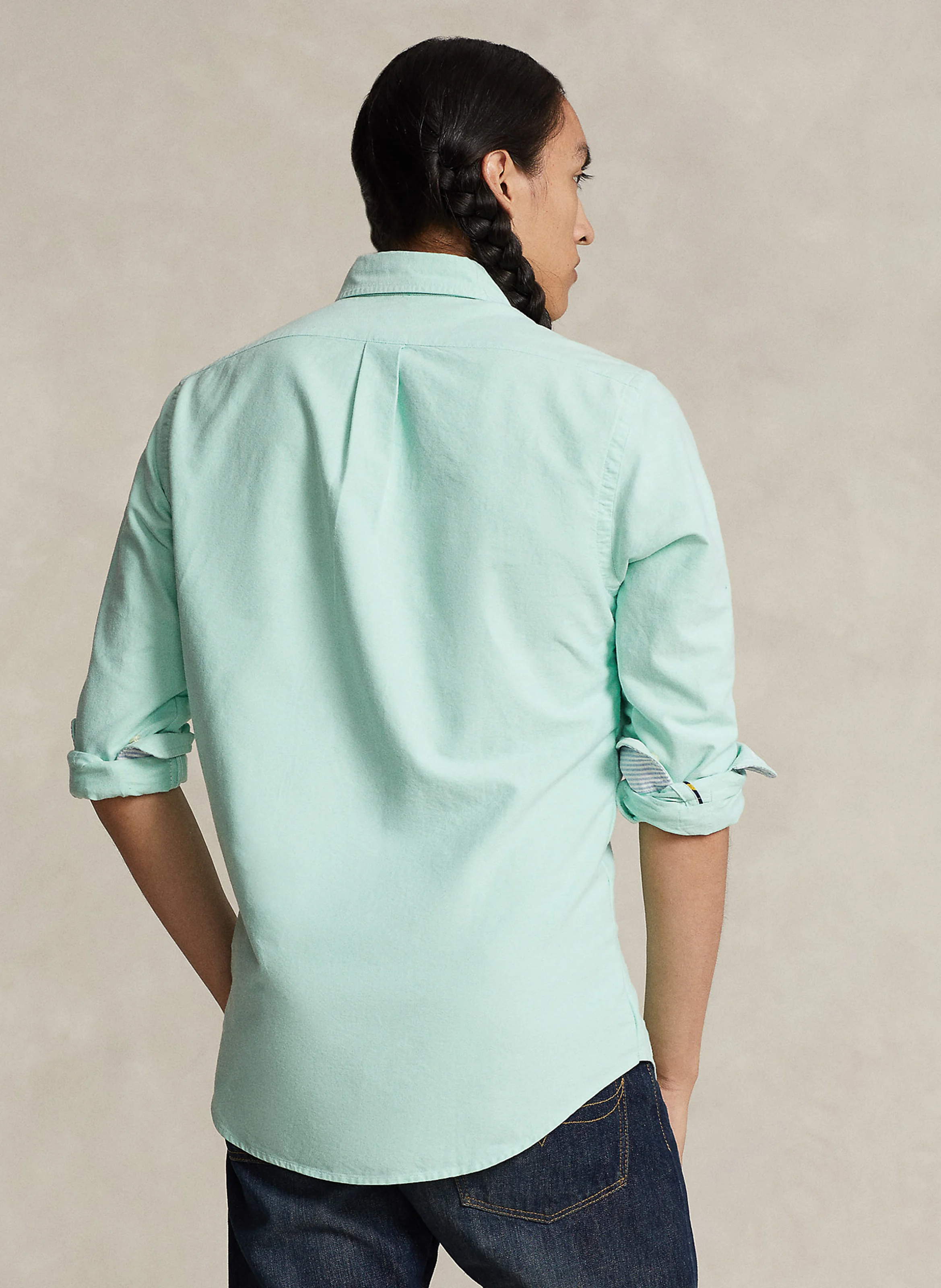 Chemise slim-fit col classique en coton | Vert