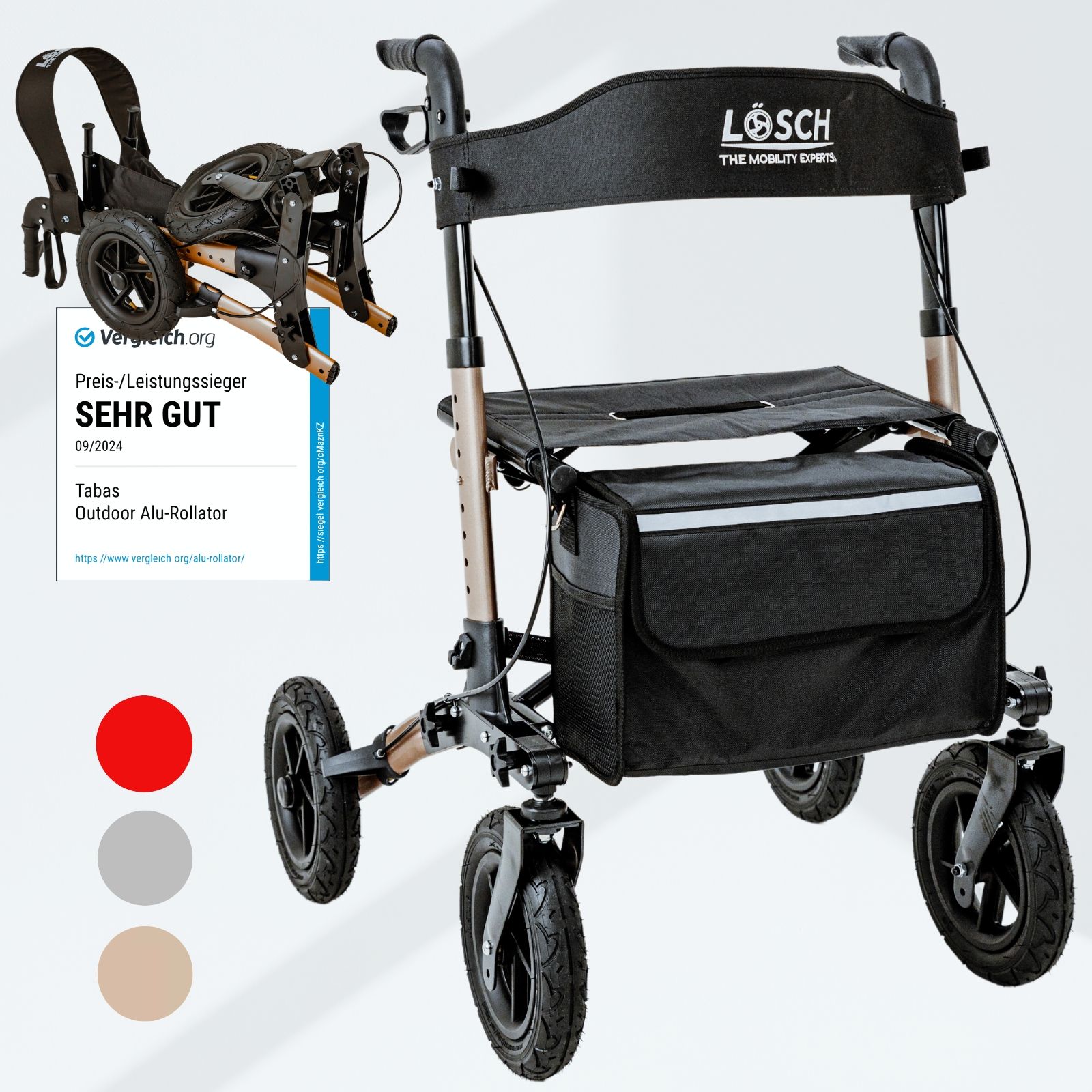 Rollator Tabas Mobility Air Champagner (Luftbereift)